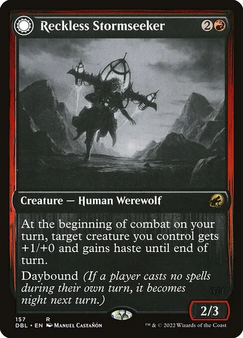 Reckless Stormseeker // Storm-Charged Slasher, card 157 from Innistrad: Double Feature