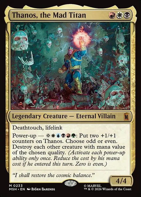 Thanos, the Mad Titan, card 233 from Marvel Super Heroes