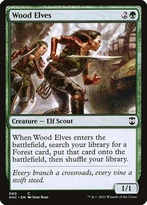 Wood Elves, card 80 from Kaldheim Commander