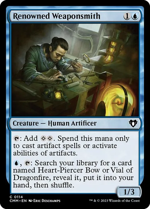Renowned Weaponsmith, card 114 from Commander Masters