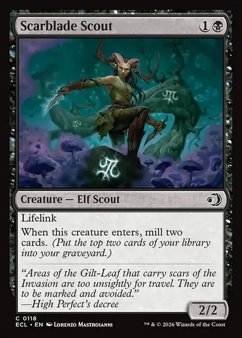 Scarblade Scout, card 118 from Lorwyn Eclipsed