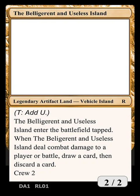 The Belligerent and Useless Island, card RL01a from Unknown Event