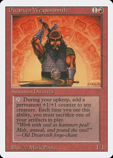 Dwarven Weaponsmith, card 145 from Revised Edition