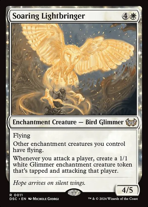 Soaring Lightbringer, card 11 from Duskmourn: House of Horror Commander