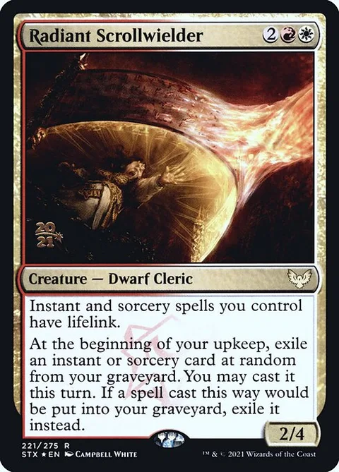 Radiant Scrollwielder, card 221s from Strixhaven: School of Mages Promos