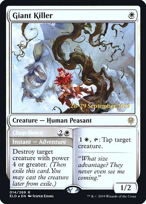 Giant Killer // Chop Down, card 14s from Throne of Eldraine Promos