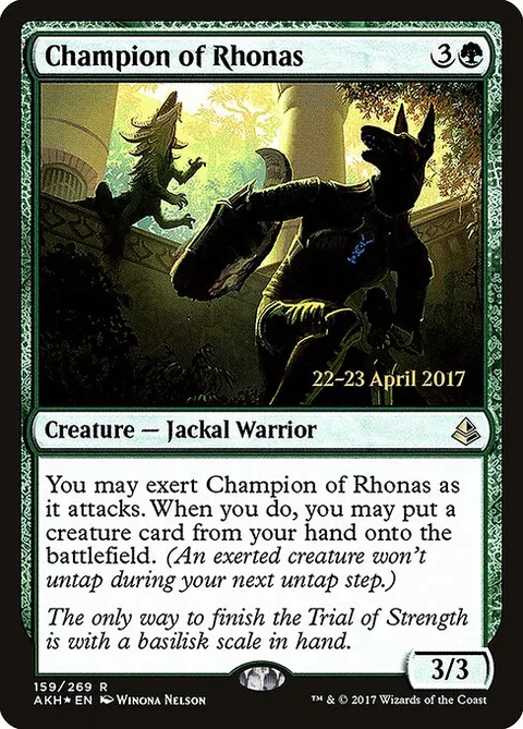 Champion of Rhonas, carte 159s de Amonkhet Promos