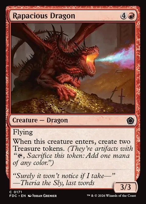 Rapacious Dragon, card 171 from Foundations Commander