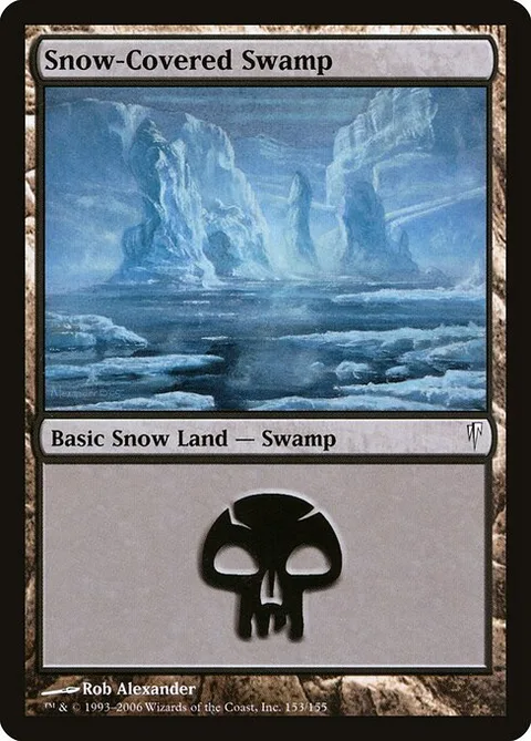 Snow-Covered Swamp, card 153 from Coldsnap