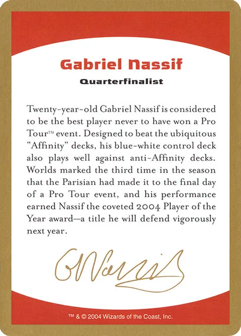 Gabriel Nassif Bio, carte gn0a de World Championship Decks 2004