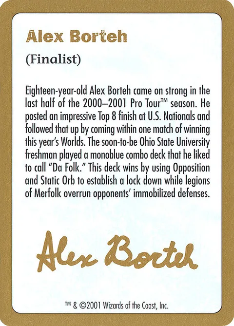 Alex Borteh Bio, card ab0a from World Championship Decks 2001