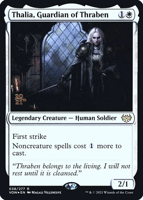 Thalia, Guardian of Thraben, card 38s from Innistrad: Crimson Vow Promos