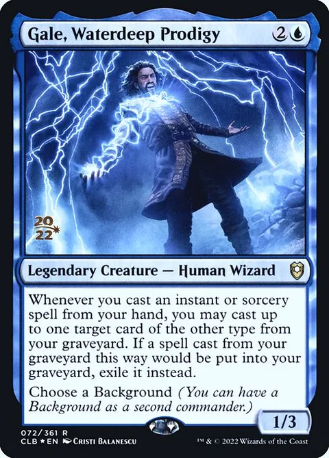 Gale, Waterdeep Prodigy, card 72s from Battle for Baldur's Gate Promos