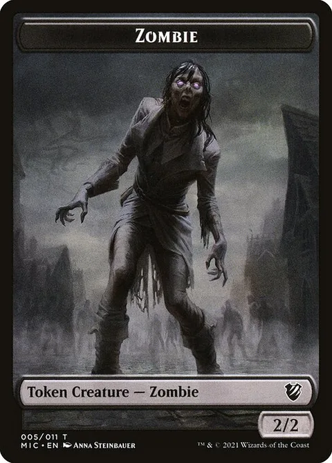 Zombie, card 5 from Midnight Hunt Commander Tokens