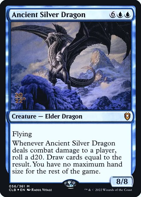 Ancient Silver Dragon, card 56s from Battle for Baldur's Gate Promos