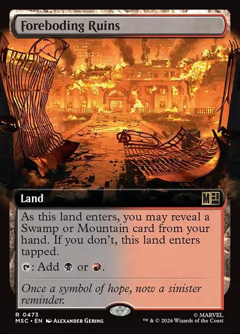 Foreboding Ruins, card 473 from Marvel Super Heroes Commander