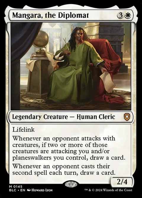 Mangara, the Diplomat, carte 145 de Bloomburrow Commander