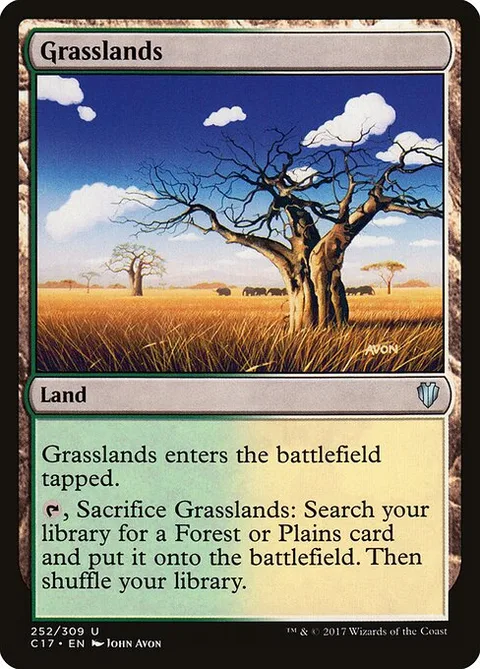 Grasslands, card 252 from Commander 2017