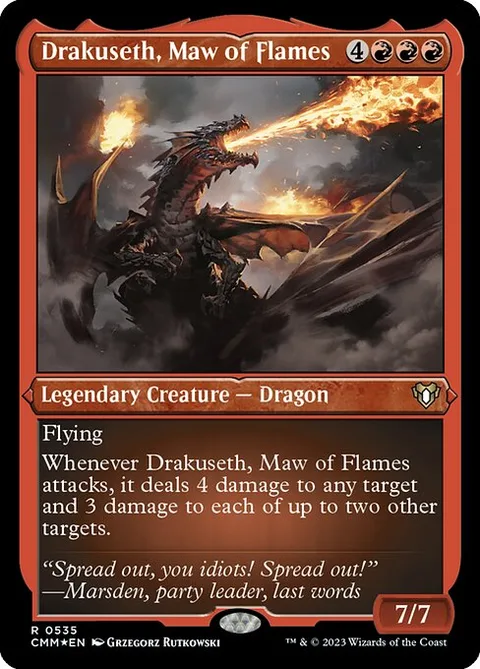Drakuseth, Maw of Flames, card 535 from Commander Masters