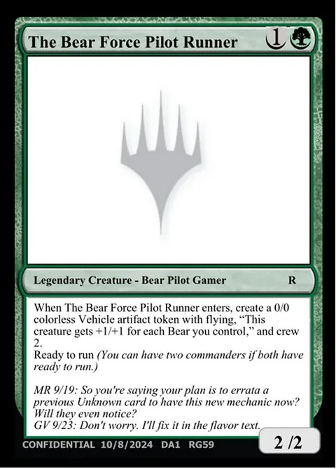 The Bear Force Pilot Runner, carte RG59a de Unknown Event
