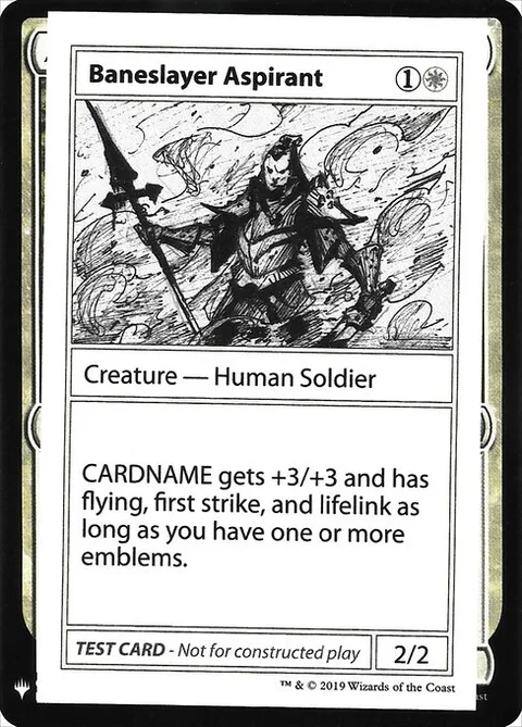 Baneslayer Aspirant, card 3 from Mystery Booster Playtest Cards 2019