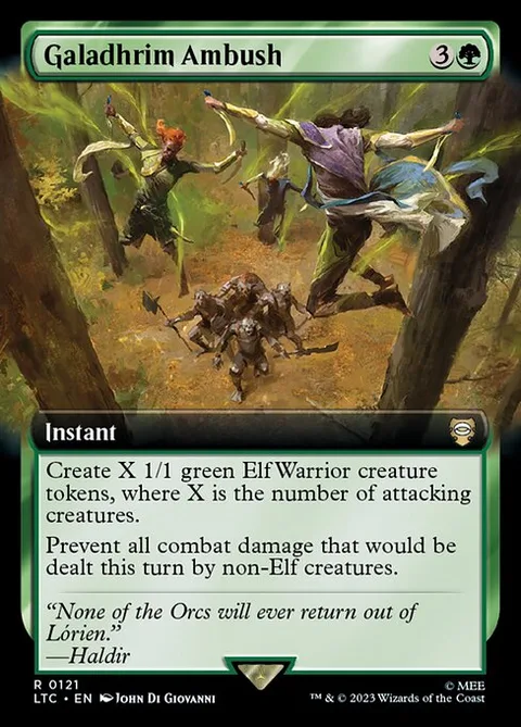 Galadhrim Ambush, card 121 from Tales of Middle-earth Commander