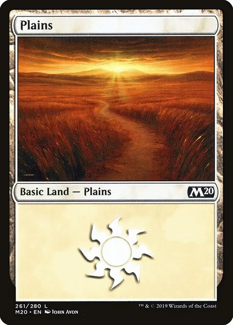 Plains, card 261 from Core Set 2020