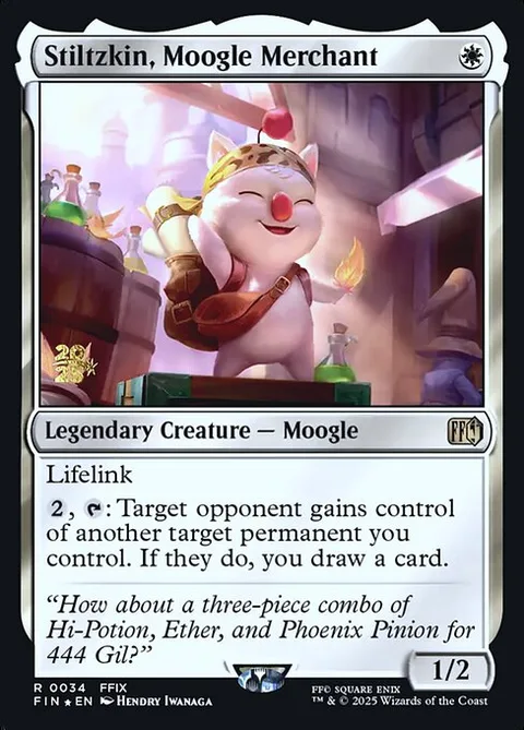 Stiltzkin, Moogle Merchant, card 34s from Final Fantasy Promos