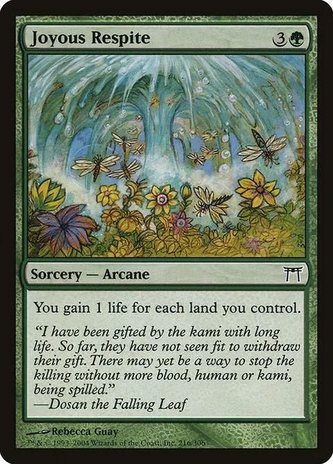 Joyous Respite, card 216 from Champions of Kamigawa