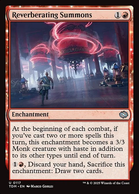 Reverberating Summons, card 117 from Tarkir: Dragonstorm