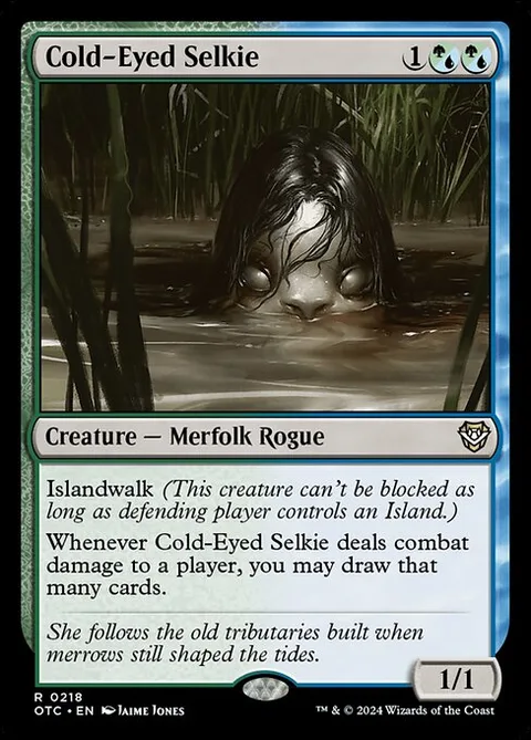 Cold-Eyed Selkie, card 218 from Outlaws of Thunder Junction Commander