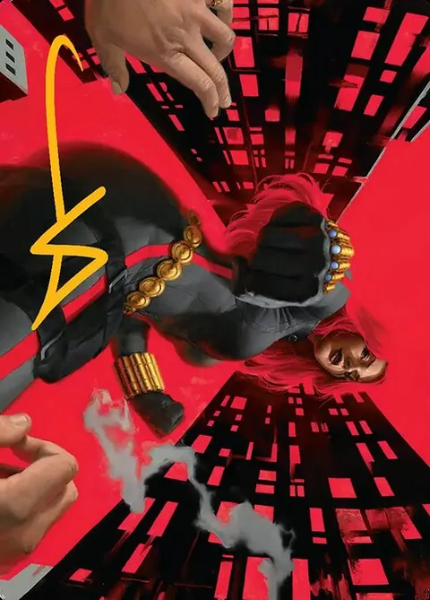 Black Widow, Deadly Hunter // Black Widow, Deadly Hunter, card 42 from Marvel Super Heroes Art Series