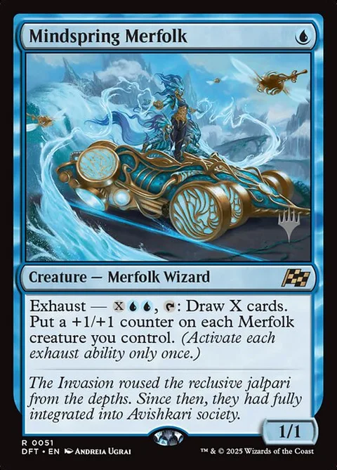 Mindspring Merfolk, card 51p from Aetherdrift Promos