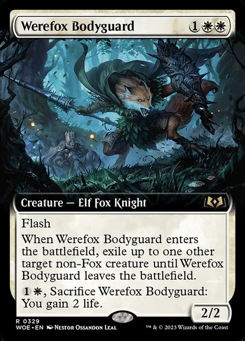 Werefox Bodyguard, card 329 from Wilds of Eldraine