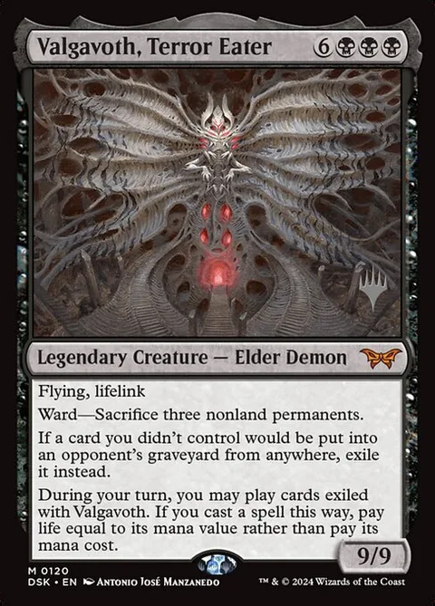 Valgavoth, Terror Eater, card 120p from Duskmourn: House of Horror Promos