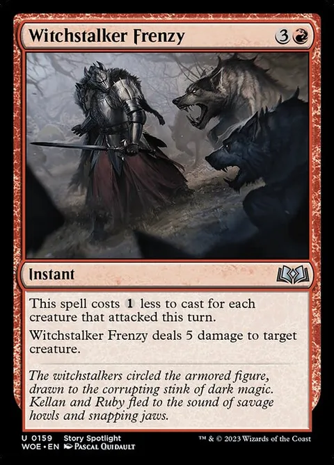 Witchstalker Frenzy, card 159 from Wilds of Eldraine