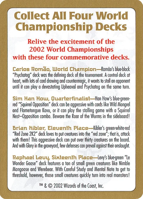 2002 World Championships Ad, card 0 from World Championship Decks 2002