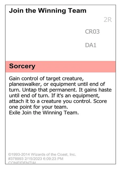 Join the Winning Team, card CR03d from Unknown Event