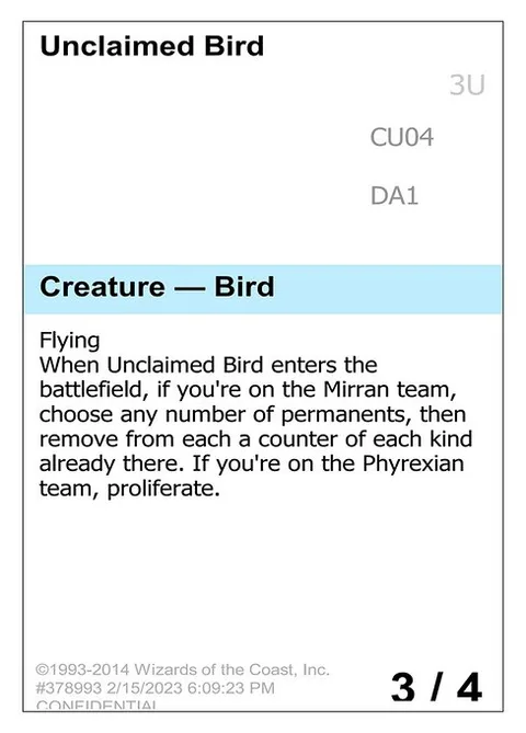 Unclaimed Bird, card CU04 from Unknown Event