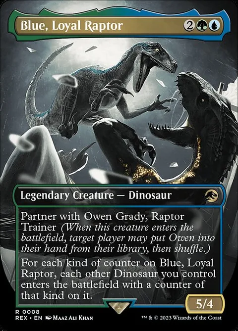 Blue, Loyal Raptor, card 8 from Jurassic World Collection