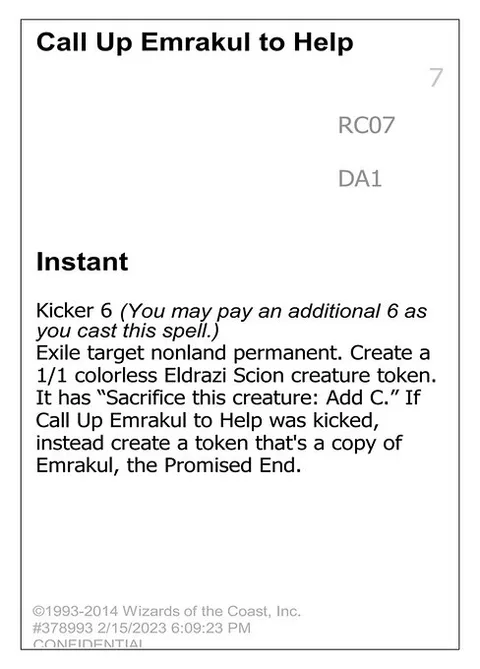 Call Up Emrakul to Help, card RC07a from Unknown Event