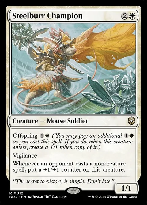 Steelburr Champion, carte 12 de Bloomburrow Commander