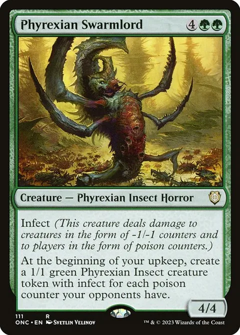 Phyrexian Swarmlord, card 111 from Phyrexia: All Will Be One Commander