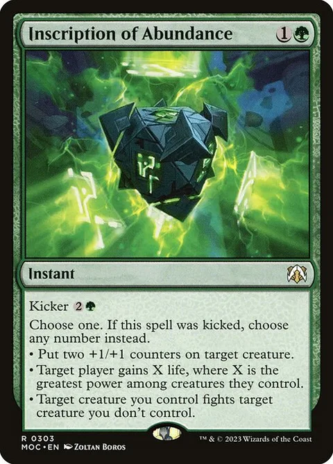 Inscription of Abundance, card 303 from March of the Machine Commander