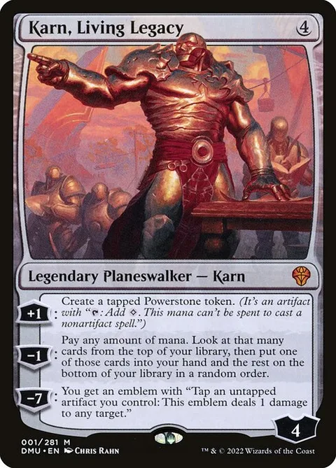 Karn, Living Legacy, card 1 from Dominaria United