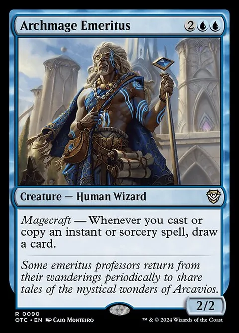 Archmage Emeritus, card 90 from Outlaws of Thunder Junction Commander