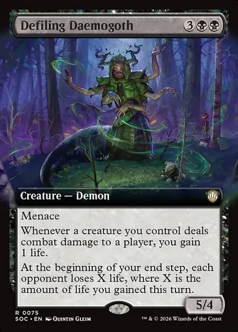 Defiling Daemogoth, card 75 from Secrets of Strixhaven Commander