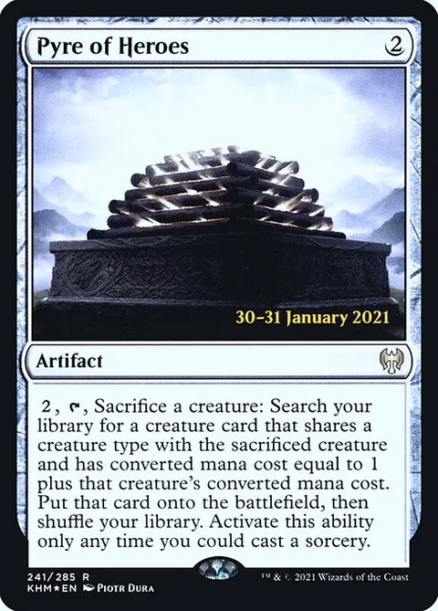 Pyre of Heroes, card 241s from Kaldheim Promos