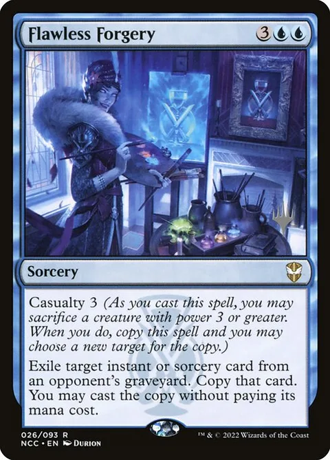 Flawless Forgery, card 26p from New Capenna Commander Promos