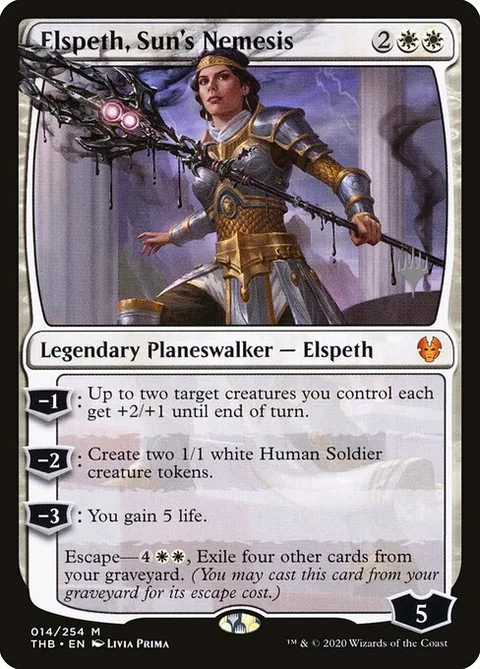 Elspeth, Sun's Nemesis, carte 14p de Theros Beyond Death Promos